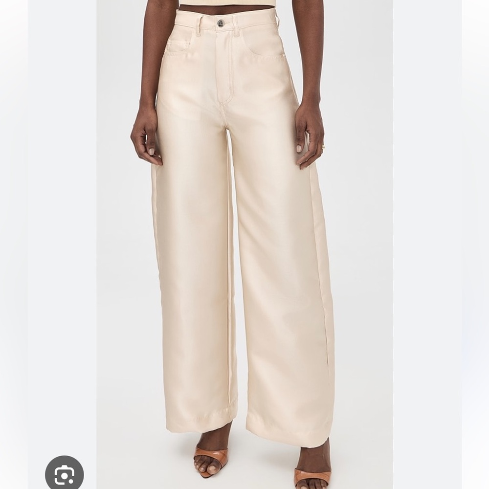 NWT Marques Almeida boyfriend plain drill beige jeans, size UK 6/ US 2-4
